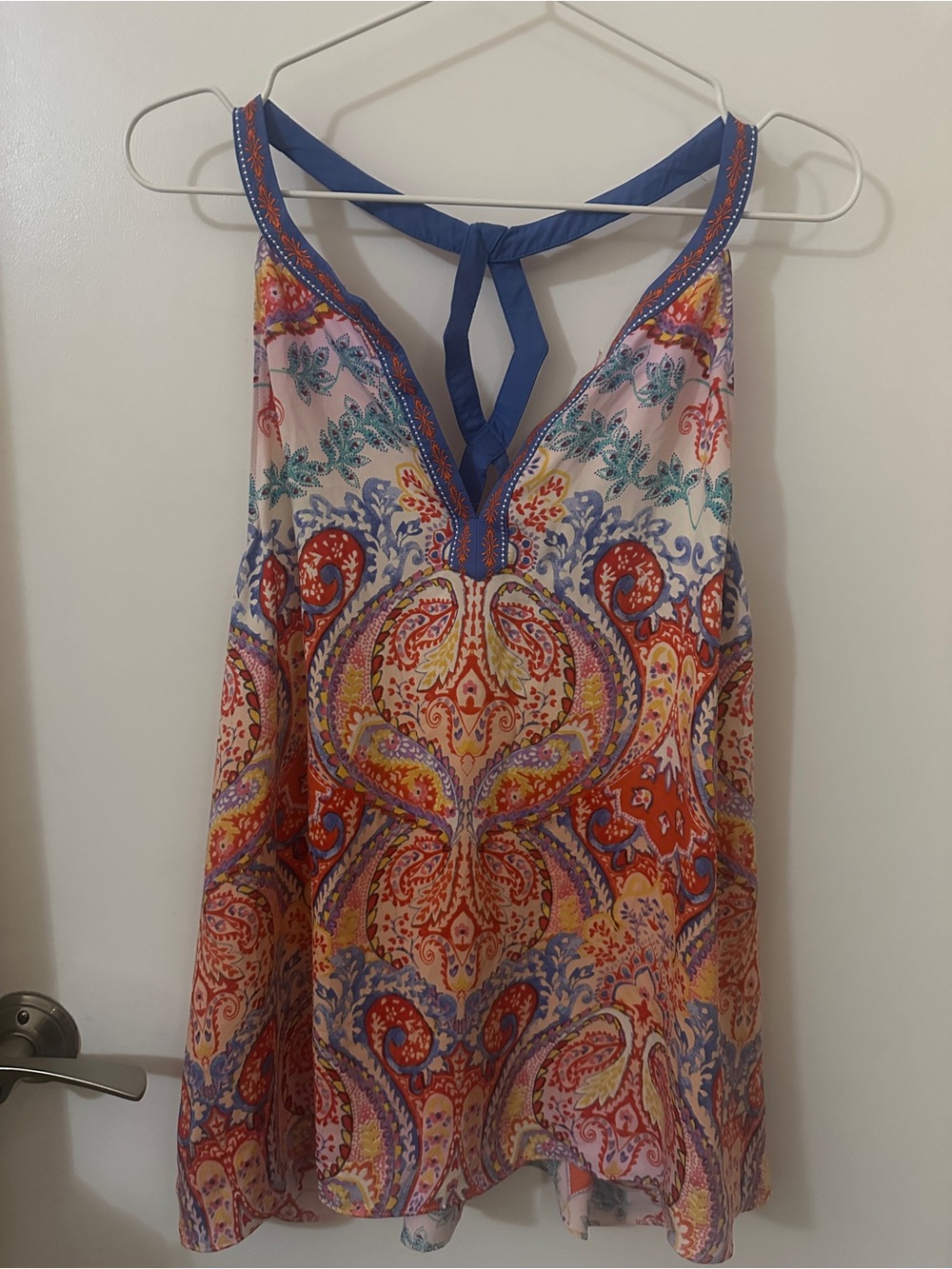 Laundry by Shelli Segal XL Paisley Print Keyhole Halter Tank Top Boho Resort